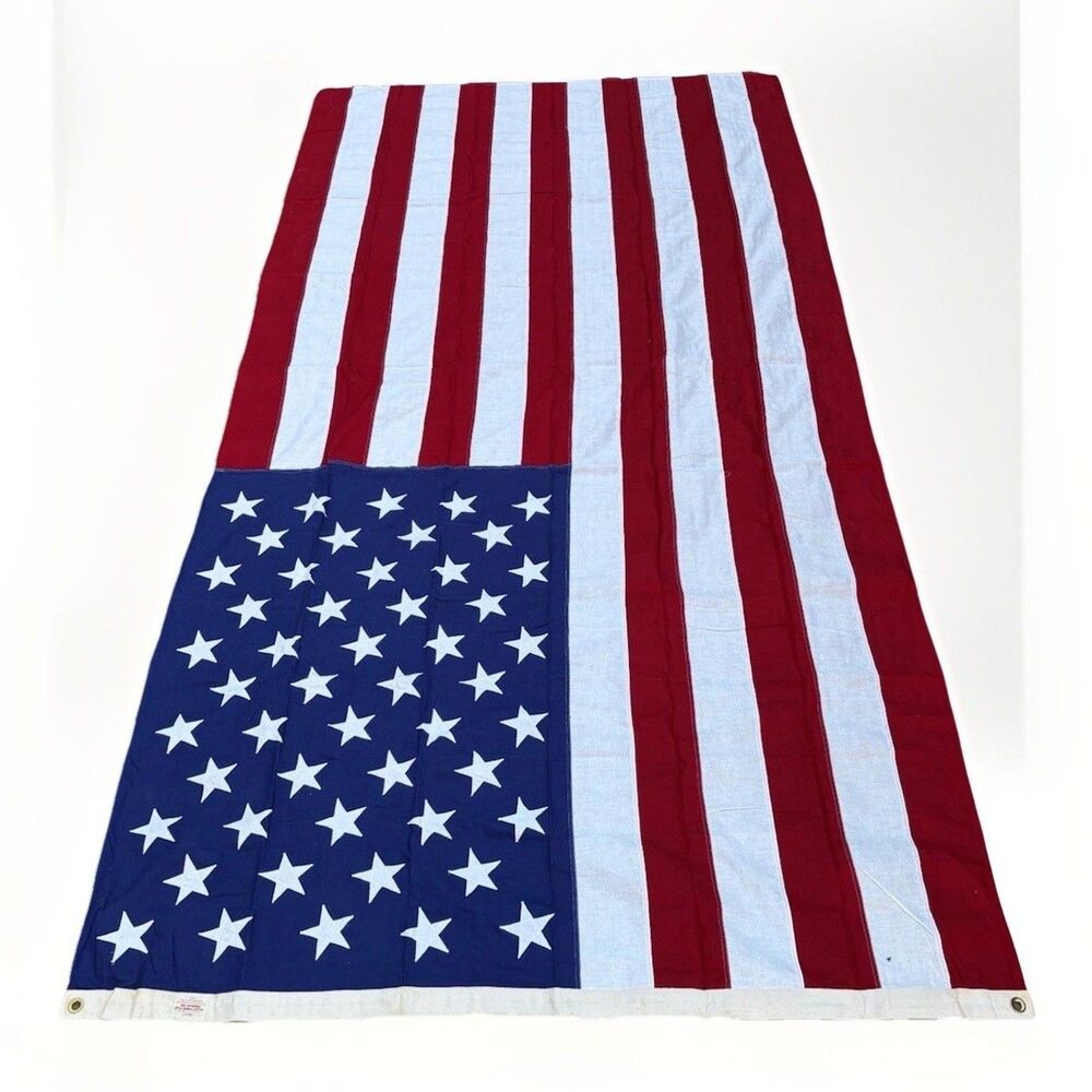 VTG 60's AMVETS Valley Forge Flag 50 Sewn Stars USA 3' x 5' OPEN BOX